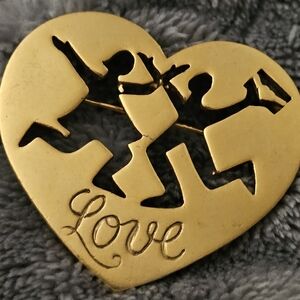 Gold Heart Love Brooch